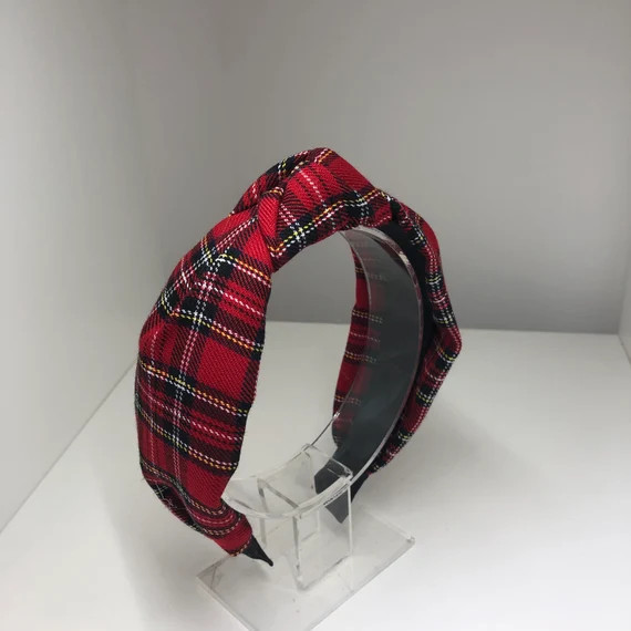 Red tartan royal Stewart knotted headband | Etsy (US)