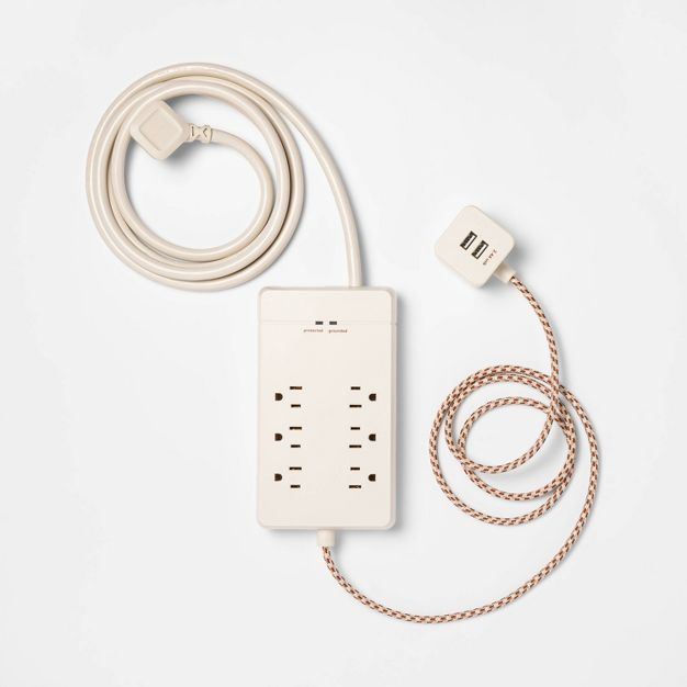 heyday™ 6-Outlet Surge Protector with 6' Extension Cord- Stone White | Target