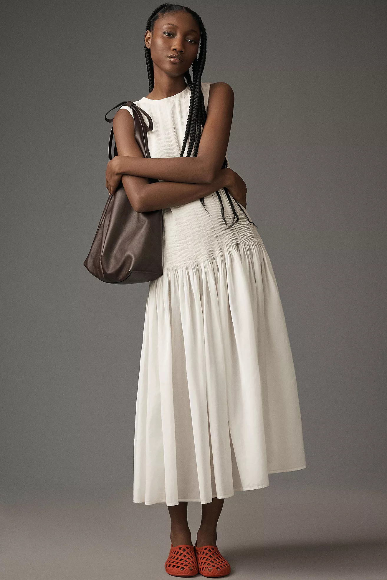 Samant Chauhan Sleeveless Drop-Waist Pleated Midi Dress | Anthropologie (US)