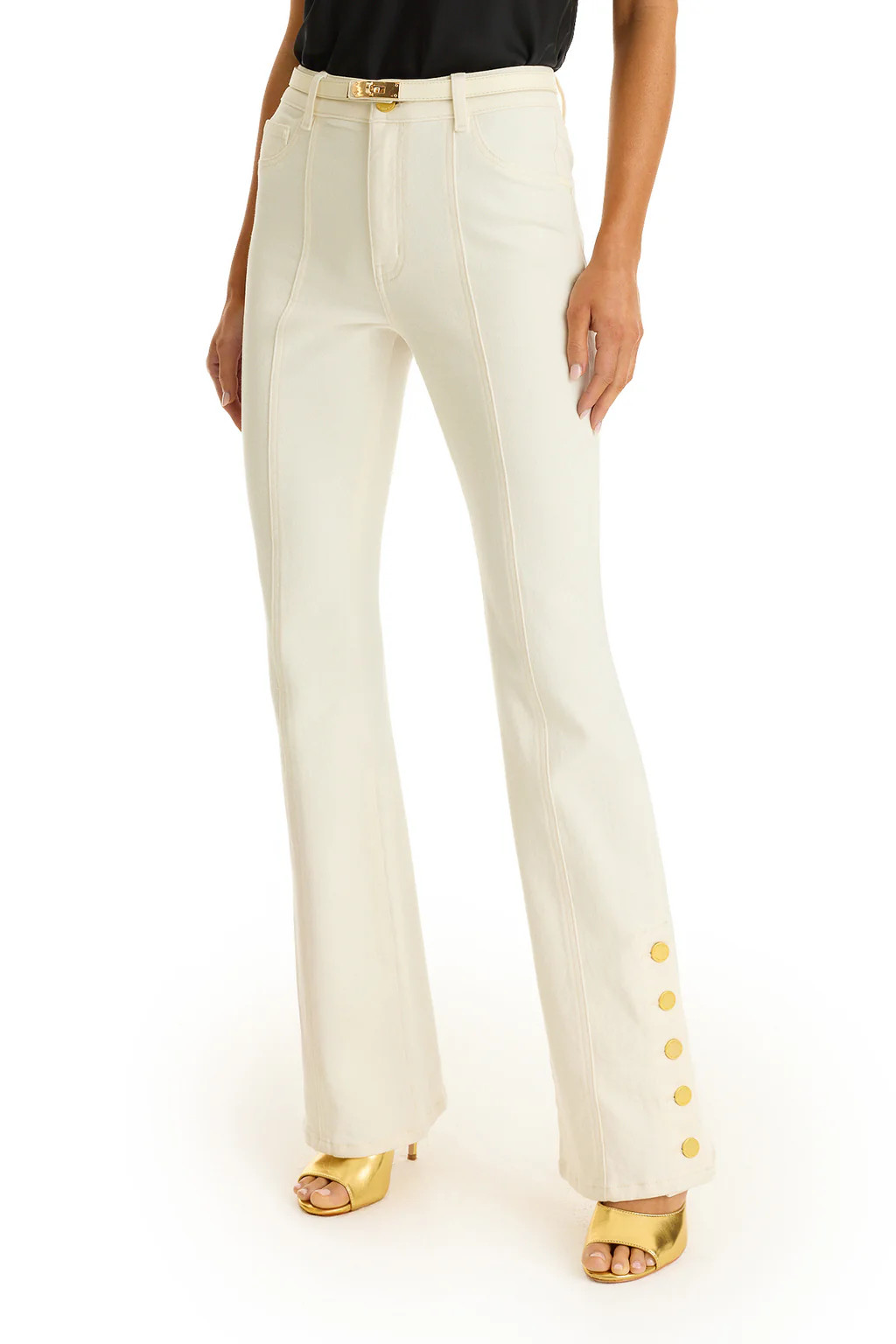 Veronica Button Jean - Ivory | The Noli Shop