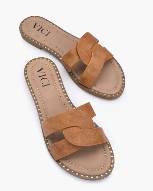 Brianne Twisted Faux Leather Sandal - Tan - SALE | VICI Collection