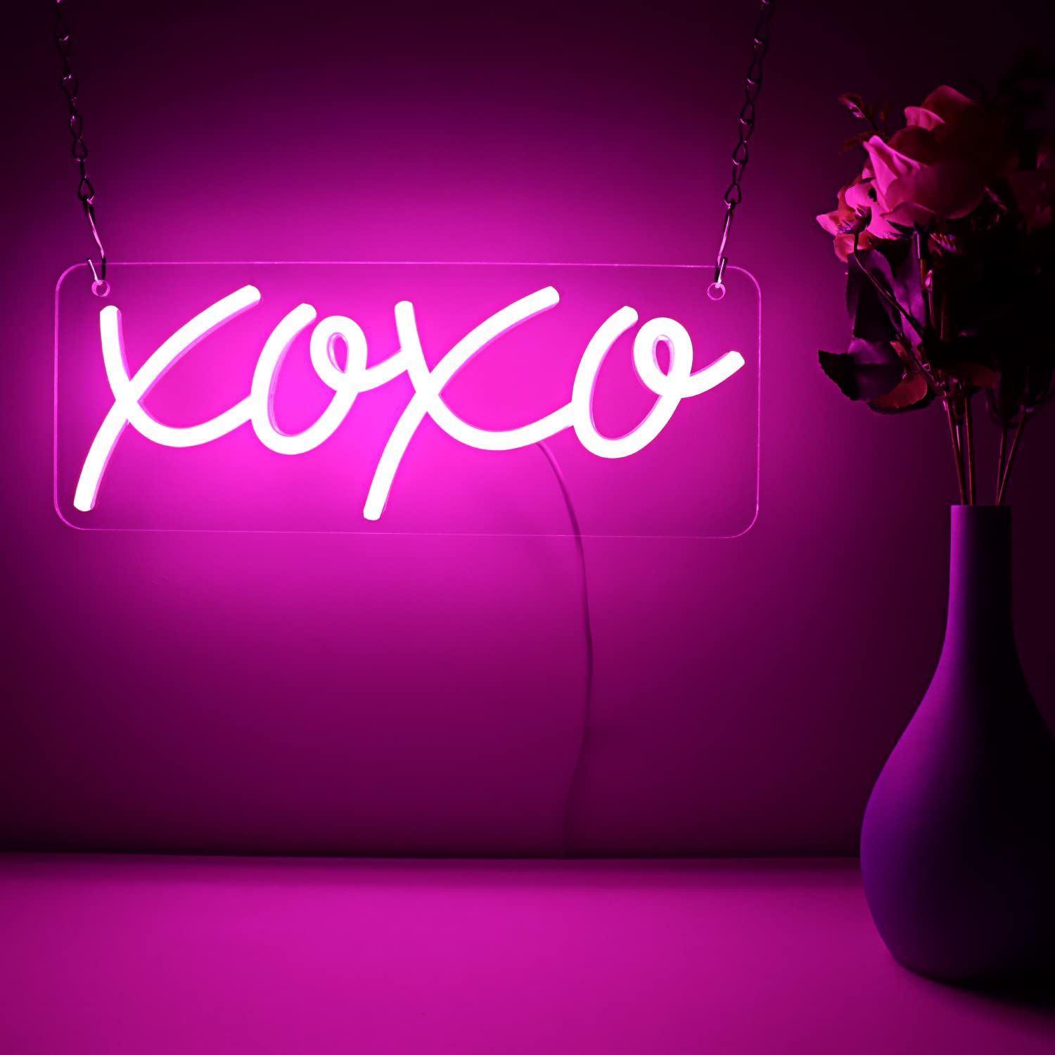 XOXO LED Neon Sign Night Neon Lights for Bedroom Decor Wall Decor Preppy Room Decor Bar Pub Club Par | Amazon (US)