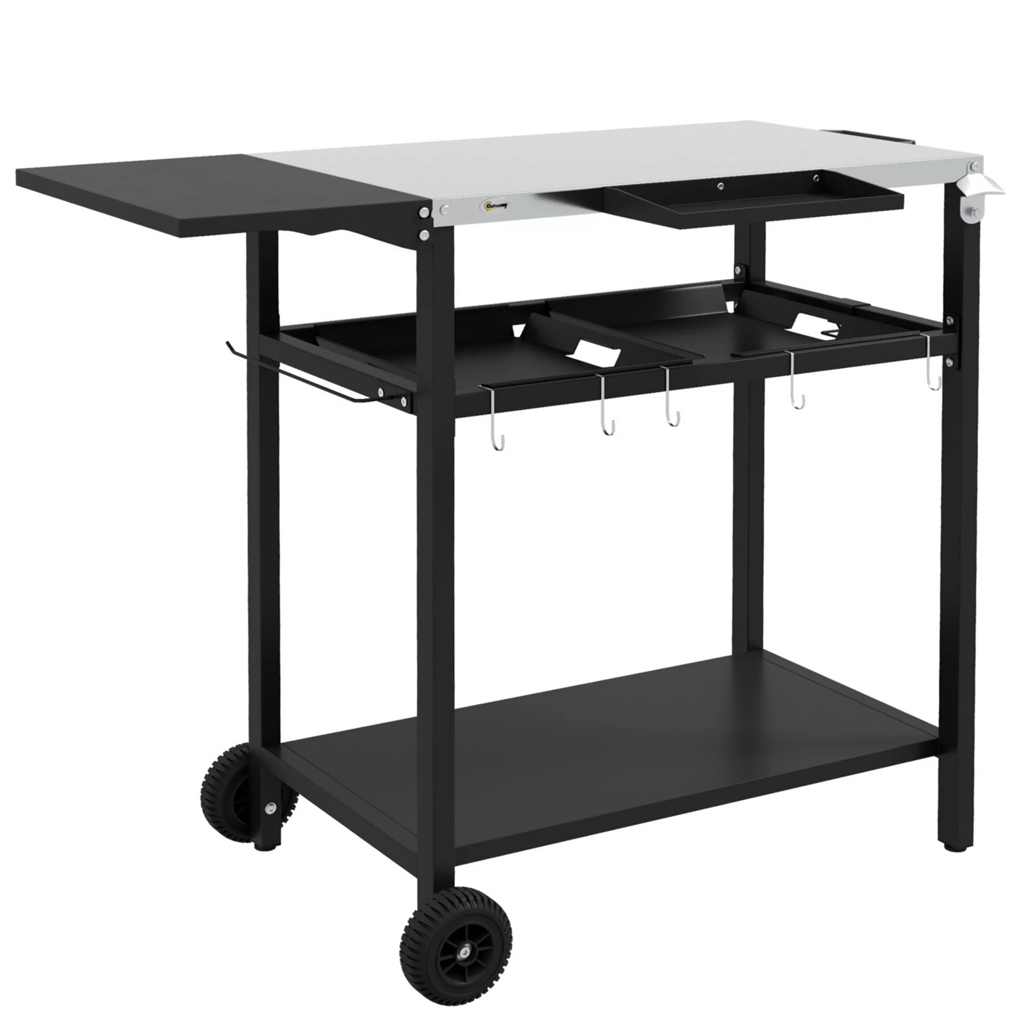 Outsunny Outdoor Bar Cart w/ 2-Tier Shelf, Patio Serving Cart w/ Wheels | Kohl's