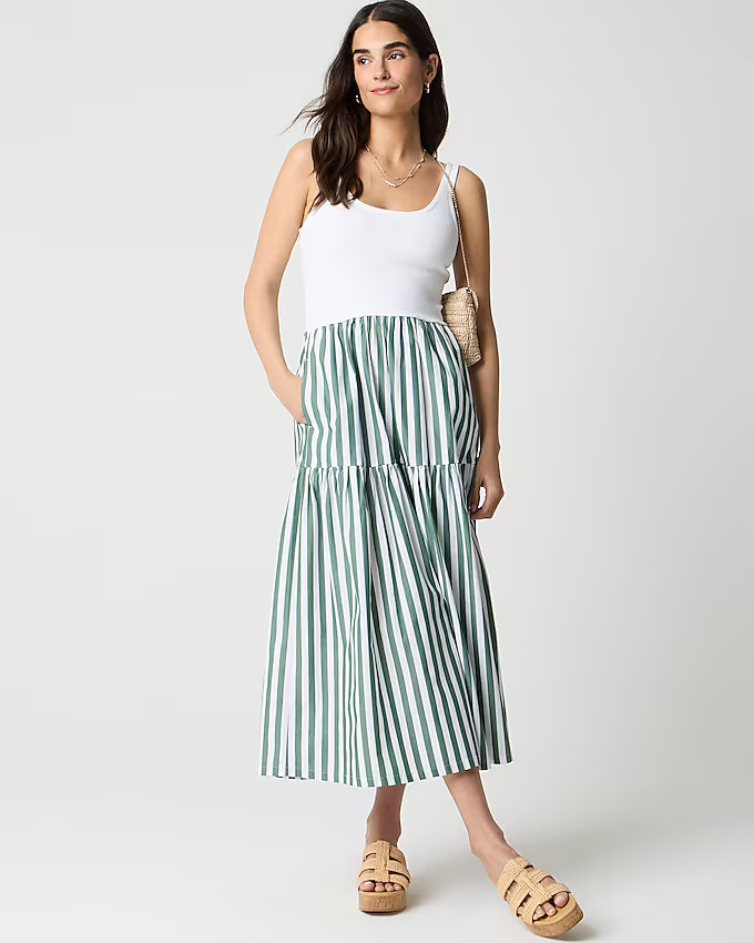 Striped tiered knit mixy dress | J.Crew Factory