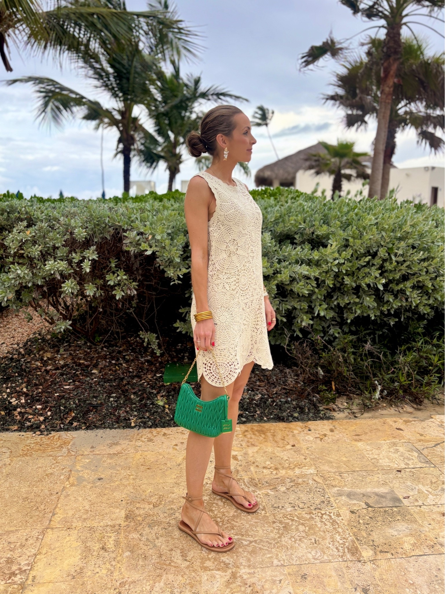 Outfit of the night for dinner at the beach - this crocheted dress is gorgeous!