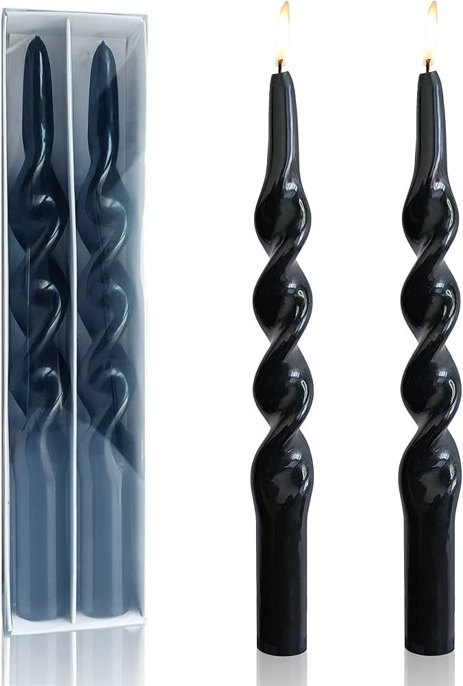 Black Candle Halloween Taper Candles - Gedengni 2pcs Twist Candlesticks for Halloween Dinner Deco... | Amazon (US)