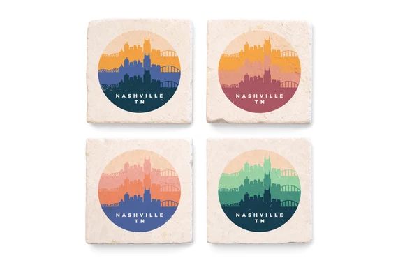 Nashville Tennessee retro skyline silhouette color block | Etsy | Etsy (US)