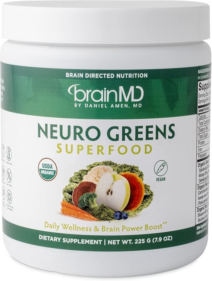 BRAINMD Dr Amen Neuro Greens Superfood - 7.9 oz - Supports Whole-Body Wellness, Digestion + Immun... | Amazon (US)