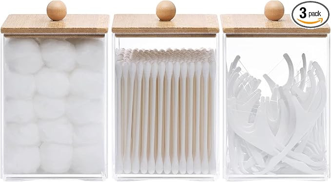Tbestmax 3 Pack Square Qtip Holder - 12 oz Bathroom Organizers and Storage Containers, Plastic Ap... | Amazon (US)