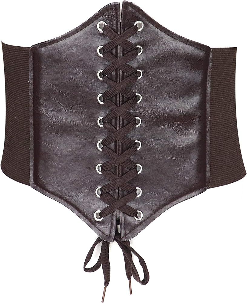 Glamorstar Corset Belt for Women Wide Elastic Tied Waspie Belts Lace-up Leather Waist... | Amazon (US)