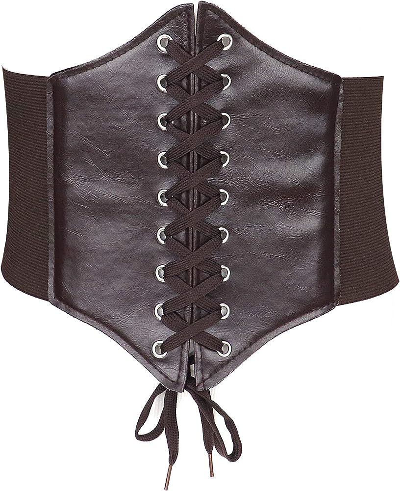 Glamorstar Corset Belt for Women Wide Elastic Tied Waspie Belts Lace-up Leather Waist... | Amazon (US)