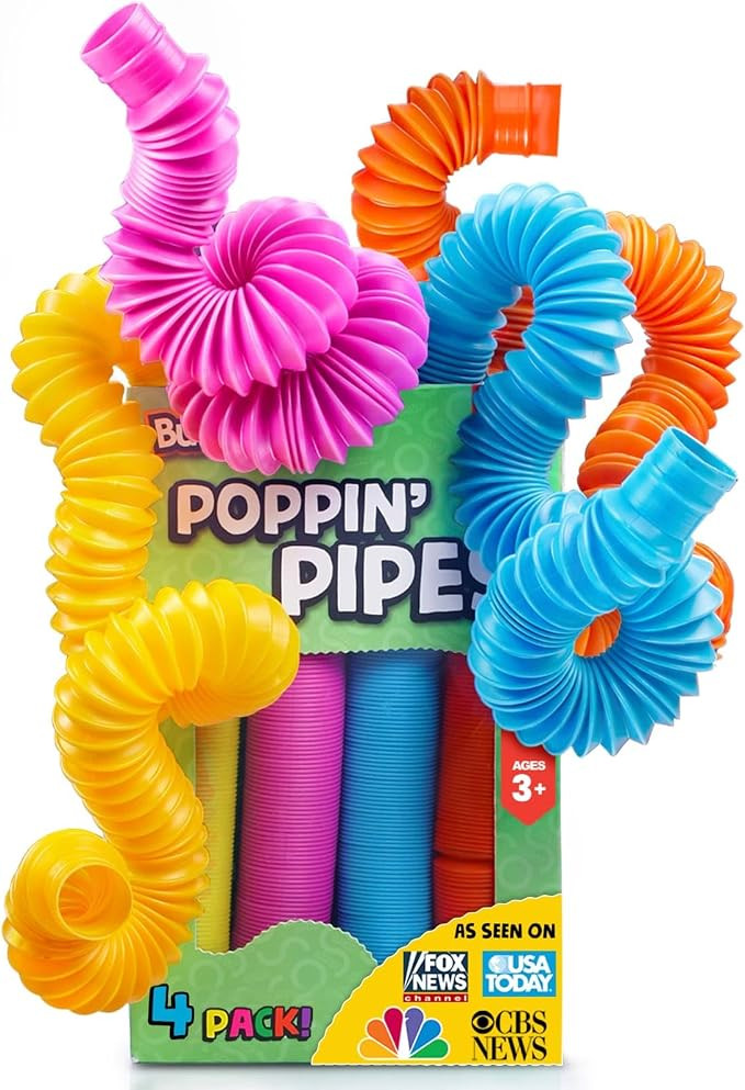 BUNMO Pop Tubes – Large 4-Pack Sensory & Fidget Tubes for Kids 3+ | Stretch, Connect & Pop | Cr... | Amazon (US)
