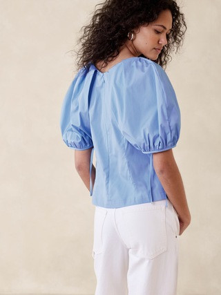 Laila Puff-Sleeve Poplin Top | Banana Republic (US)