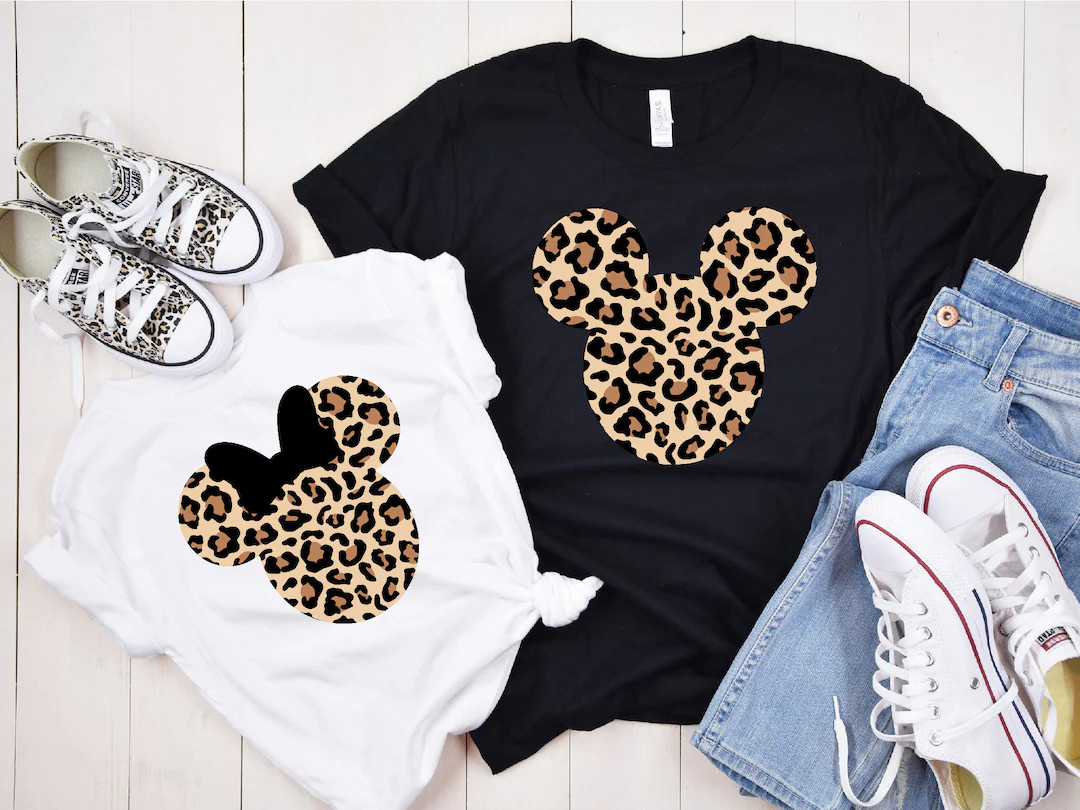 Leopard Print Mickey Minnie Family Matching Shirts, Cute Disney Couples Tee, Leopard Mickey Minni... | Etsy (US)