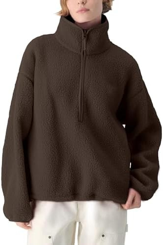 OPCAKM Women's Sherpa Fleece Jacket Quarter Zip Pullover Warm Oversized Sweatshirt Long Sleeve Te... | Amazon (US)