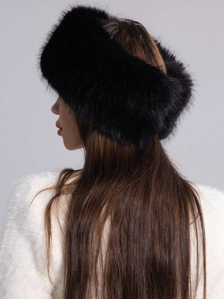 1pc Fashionable Faux Rabbit Fur Warm Topless Headband Hat | SHEIN