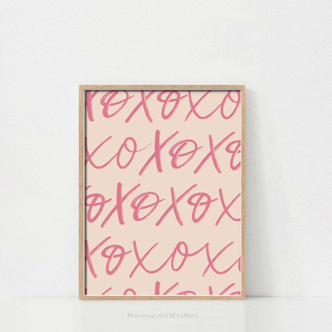 XOXO Print, Printable Wall Art, Pink Wall Art, Girls Valentine Room Decor, Valentine Mantel Decor... | Etsy (US)