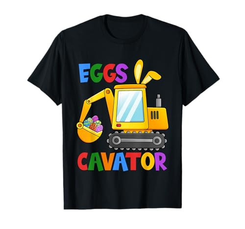 Eggscavator Egg Hunting Kids Toddler Boys Excavator Easter T-Shirt Small | Amazon (US)