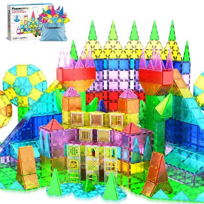 PICASSO-TILES Magnetic Tiles for Kids with Tote Bag – 101PCS STEM Construction Building Blocks Educational Toy Set | Target