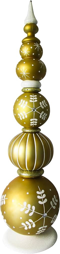 Queens of Christmas WL-FIN-TWR-62-GW-62 Gold and White 62" Finial Tower | Amazon (US)