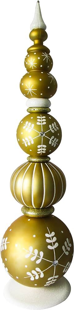 Queens of Christmas WL-FIN-TWR-62-GW-62 Gold and White 62" Finial Tower | Amazon (US)