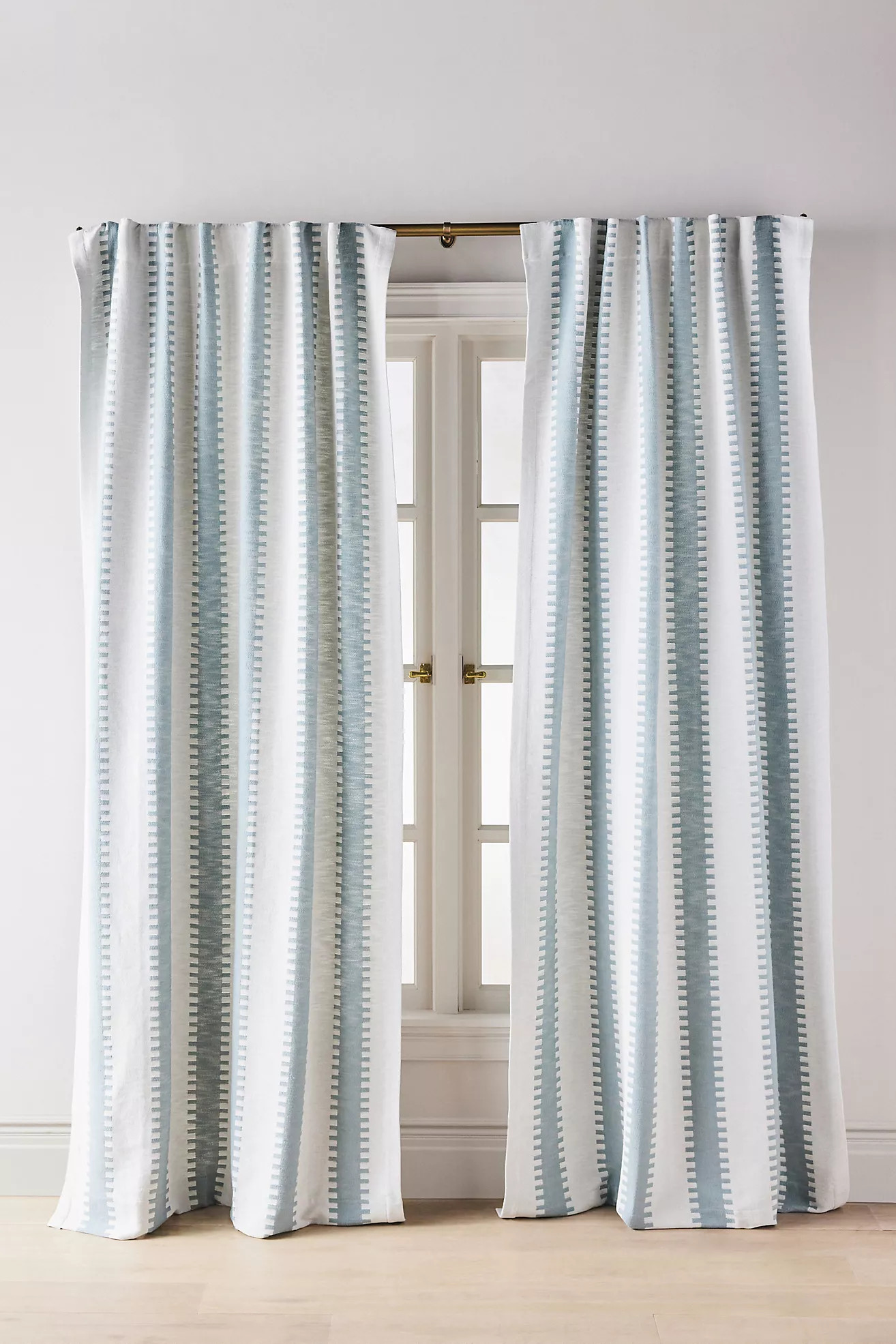 Cotton Jacquard Notched Striped Curtain | Anthropologie (US)