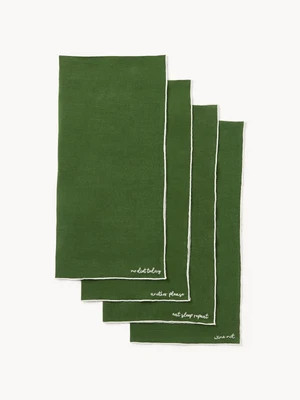 Embroidered Linen Napkins Cosmo, Set of 4 | Westwing UK