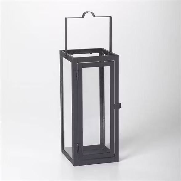 12" Marco Glass Metal Outdoor Lantern with Open Top Black - Smart Living | Target