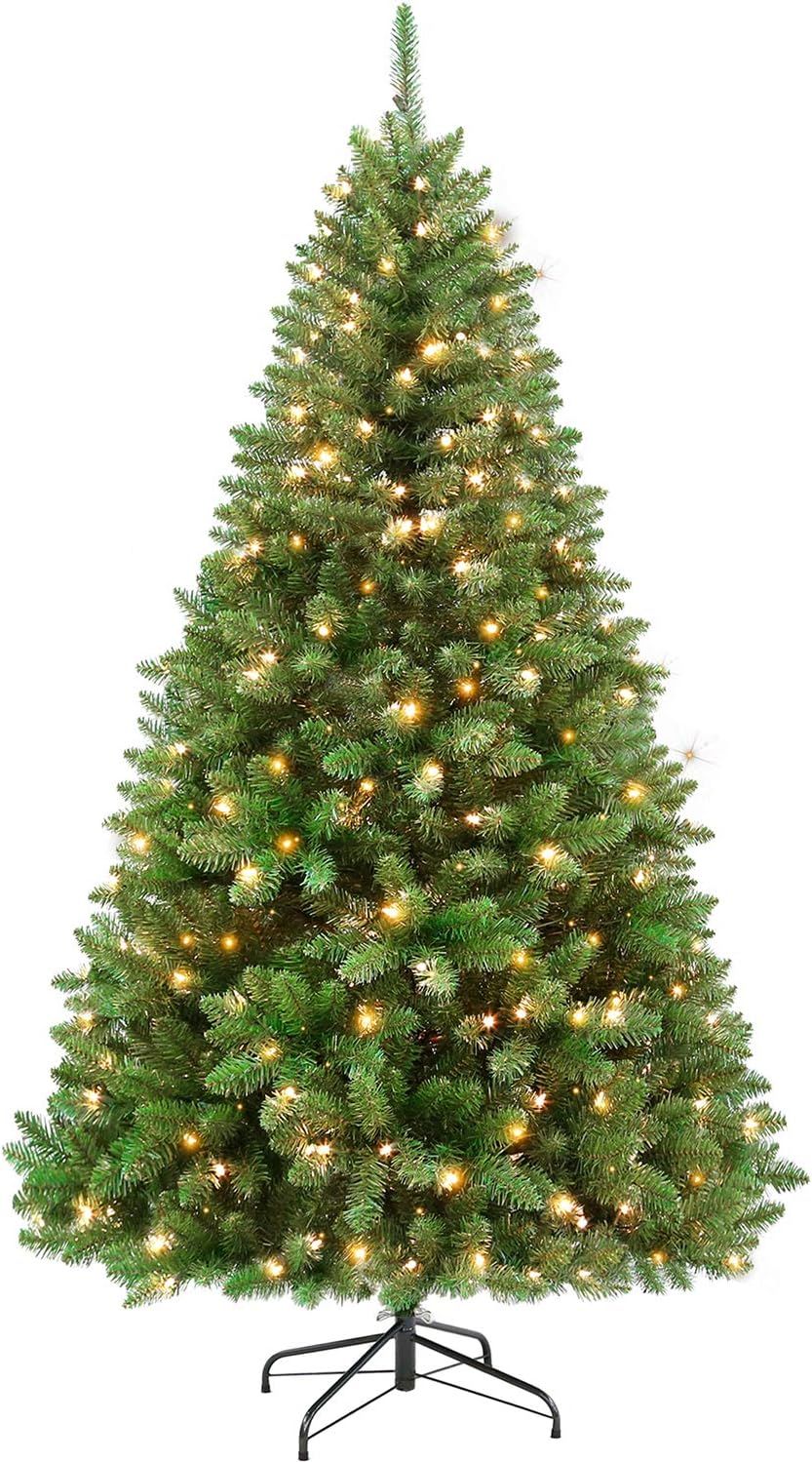 Hykolity 7.5 ft Prelit Christmas Tree, Artificial Christmas Tree with 400 Warm White Lights, 1450... | Amazon (US)