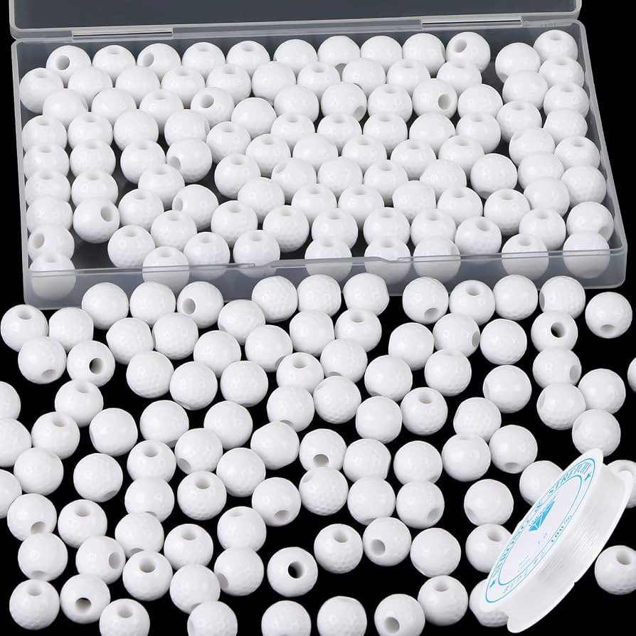 100pcs Golf Ball Beads with 5.5 Yard Elastic Rope,Acrylic Sports Beads DIY Spacer Bead for Neckla... | Amazon (US)