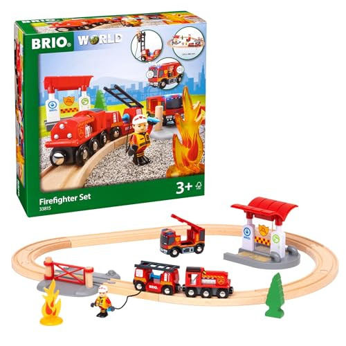 BRIO World Rescue Firefighter Set - 18-Piece FSC-Certified Wood Train Set & Accessories - Fire Tr... | Amazon (US)