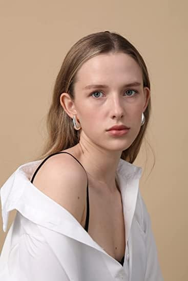 Teardrop Earrings Dupes for Women Gold/Silver Chunky Hoop Earring Dangle Water Drop Hypoallergeni... | Amazon (US)