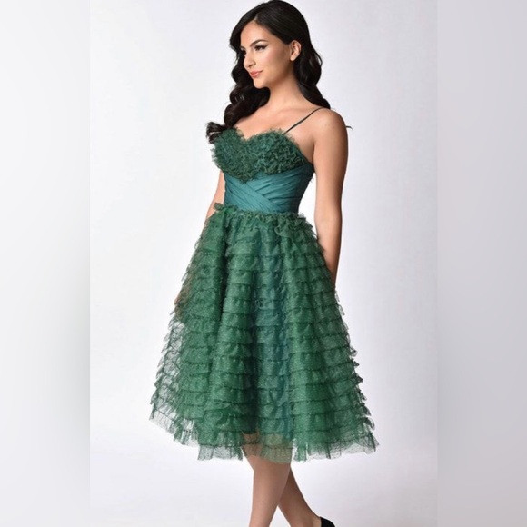 Unique Vintage Emerald Green Tulle Cupcake Dress 2X | Poshmark