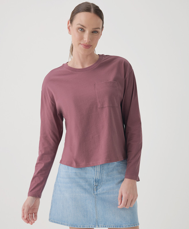 Women’s Softspun Long Sleeve Pocket Tee made with Organic Cotton | Pact | Pact Apparel