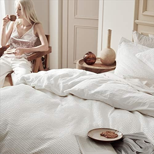 Bedsure Cotton Duvet Cover Set - 100% Cotton Waffle Weave Coconut White Duvet Cover King Size, Soft  | Amazon (US)