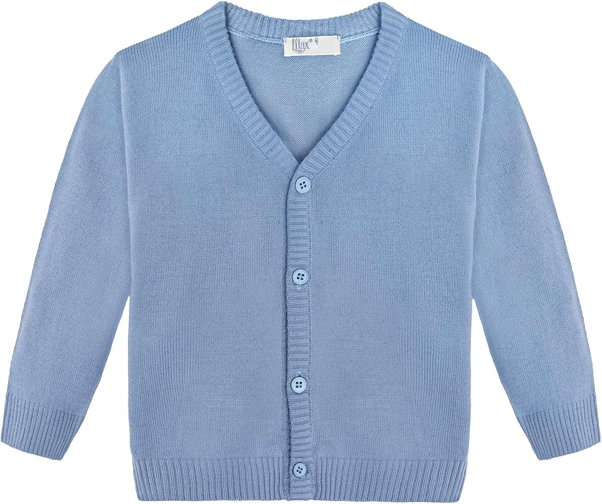 Lilax Boys V-Neck Cardigan, Toddler & Youth Button Closure Cardigan Sweater | Amazon (US)