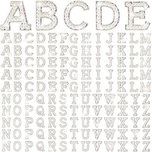 156 Pcs Pearl Iron on Letters Glitter A-Z Letter Patches Bling Alphabet Applique Decorative Sew o... | Amazon (US)
