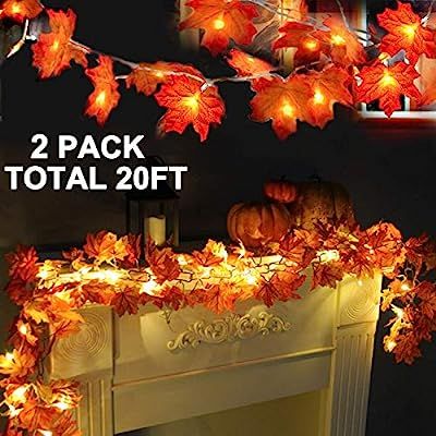 2 Pack Thanksgiving Lights Fall Maple Leaves String Lights Thanksgiving Decorations, Total 20 Ft ... | Amazon (US)