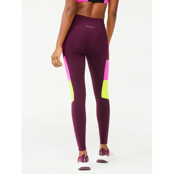 Love & Sports Women's High Rise Colorblocked Leggings - Walmart.com | Walmart (US)