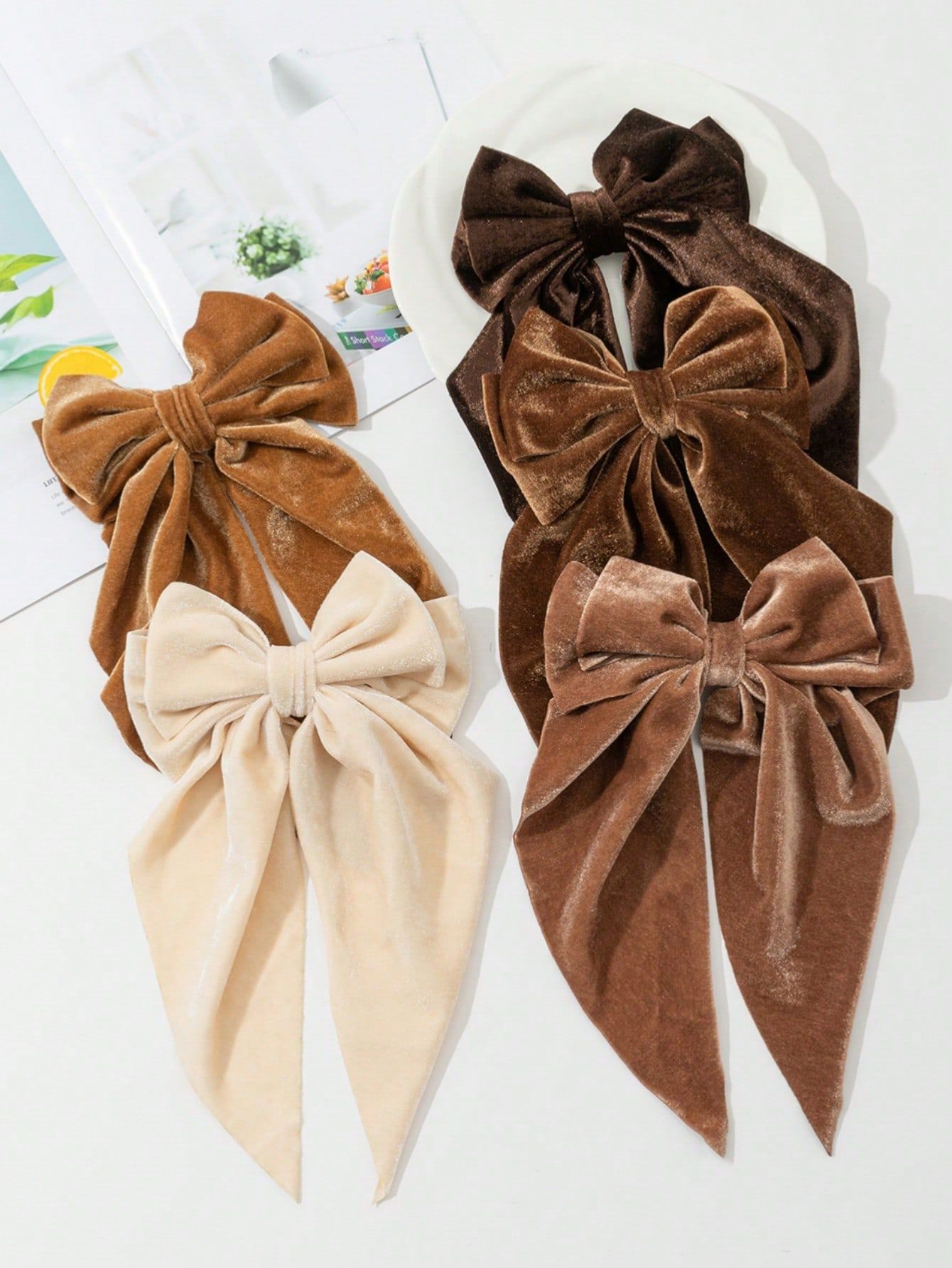 5pcs Velvet Butterfly Bow Alligator Clips With Ribbon5.00(39) | SHEIN