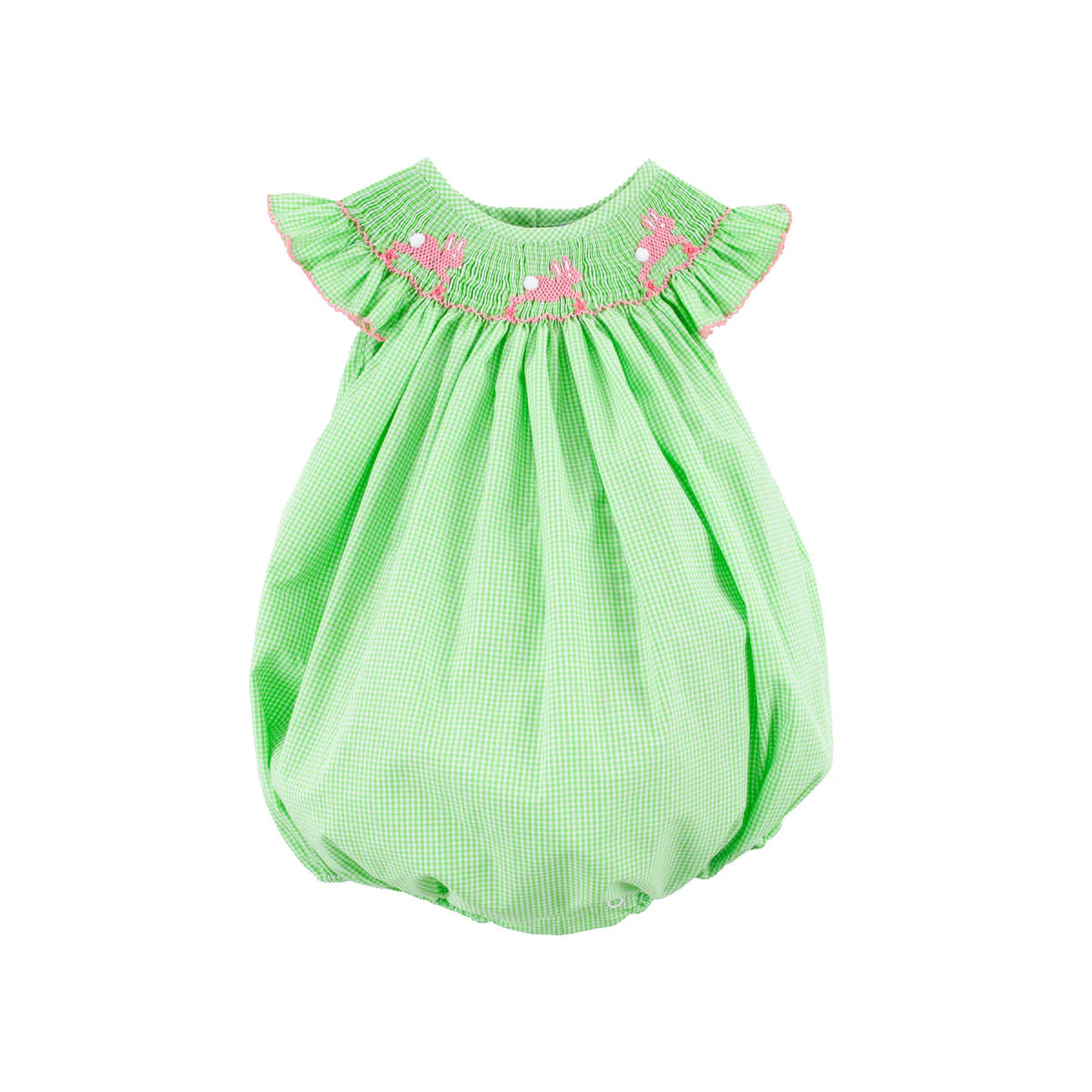 Hop To It Green Bunny Smocked Bubble | Classic Whimsy