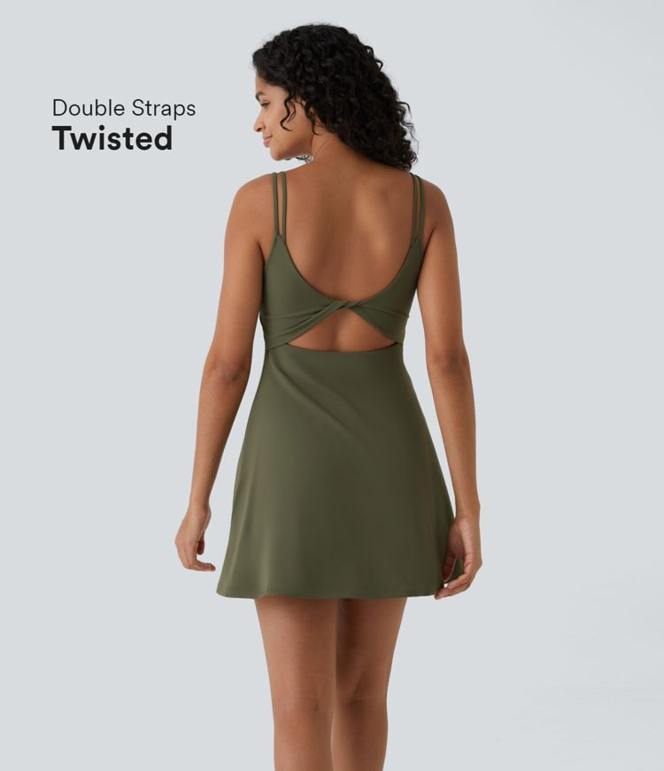 Women’s Softlyzero™ Plush Double Straps Backless Twisted 2-Piece Pocket Slip Dance Active Dre... | HALARA