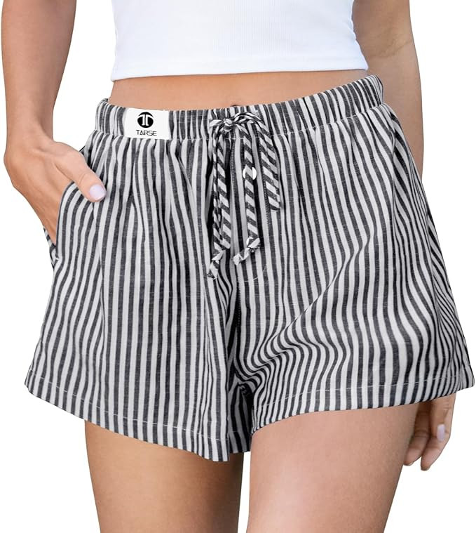 TARSE Striped Shorts for Women Pajama Sleep Boxer Shorts 2026 Summer Casual Summer Home Wear Y2K ... | Amazon (US)