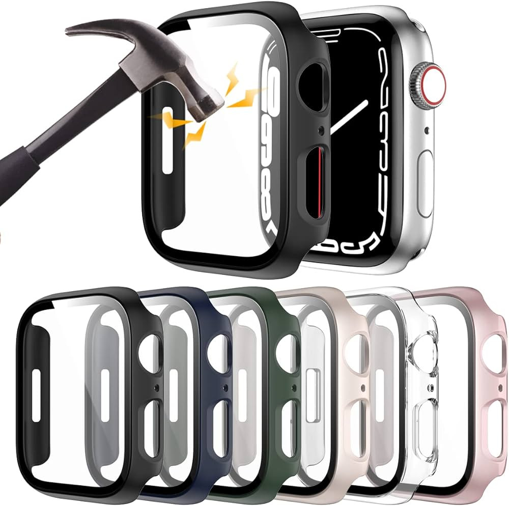 6 Pack Hard PC Case with Tempered Glass Screen Protector for Apple Watch 44mm SE(2022) Series 6/S... | Amazon (US)
