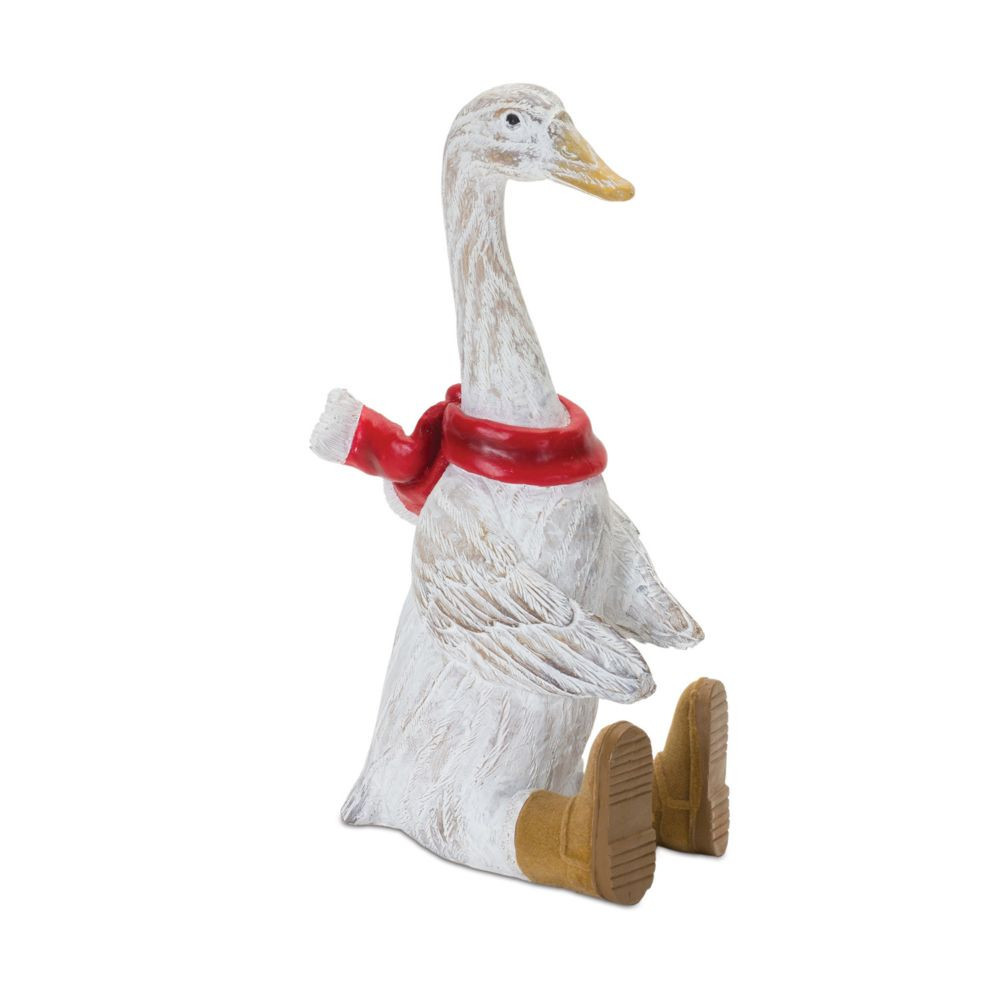 Winter Goose Figurine With Boots (Set Of 2) 10""H Resin White | Oriental Trading Company