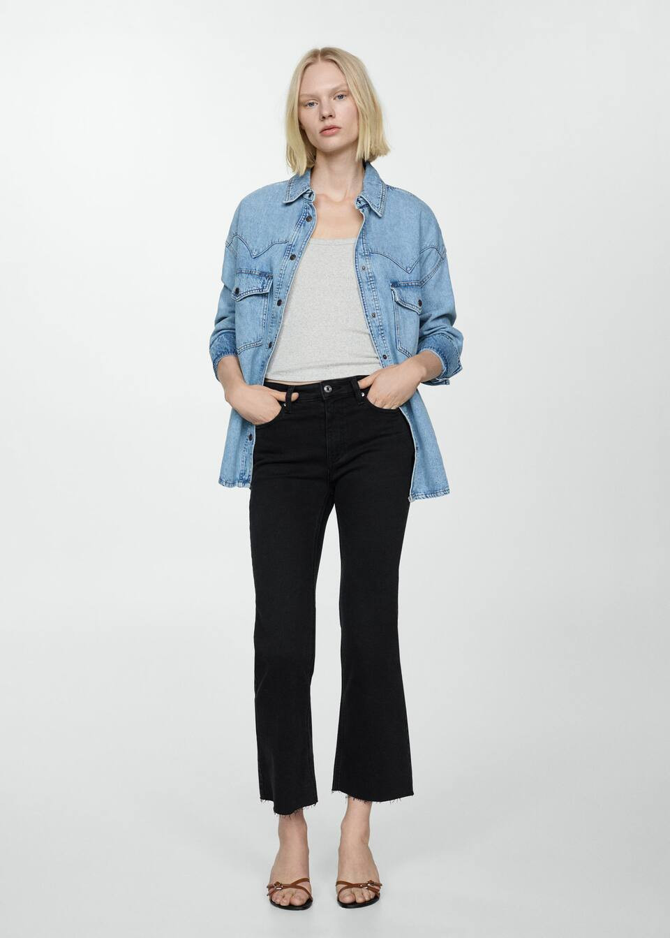 Crop flared jeans -  Women | Mango USA | MANGO (US)