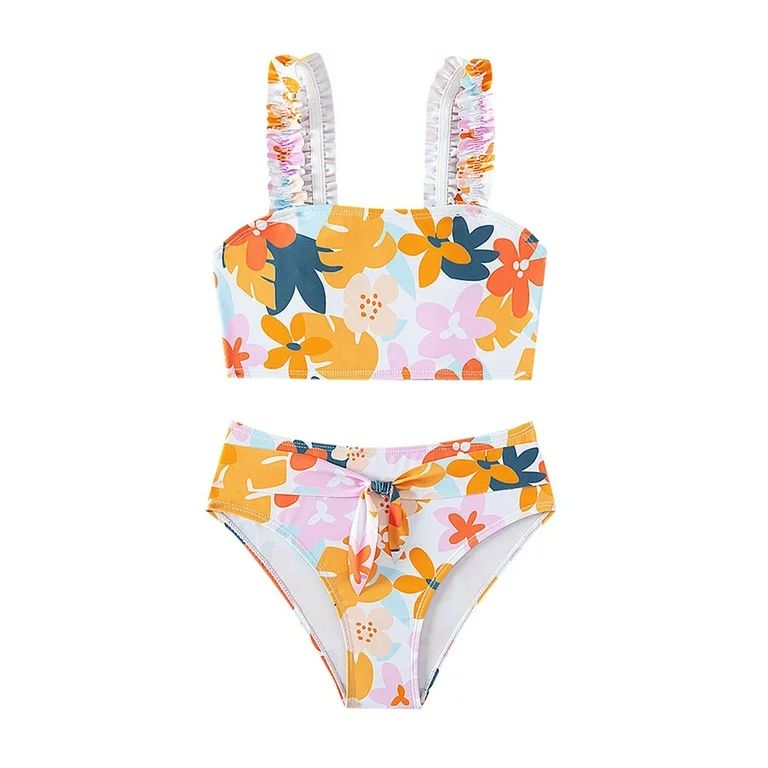 Kids Girl's Floral Print 2 Piece Swimsuit Swimwear Bathing Suit Cute Bikini Bathing Suit Little G... | Walmart (US)