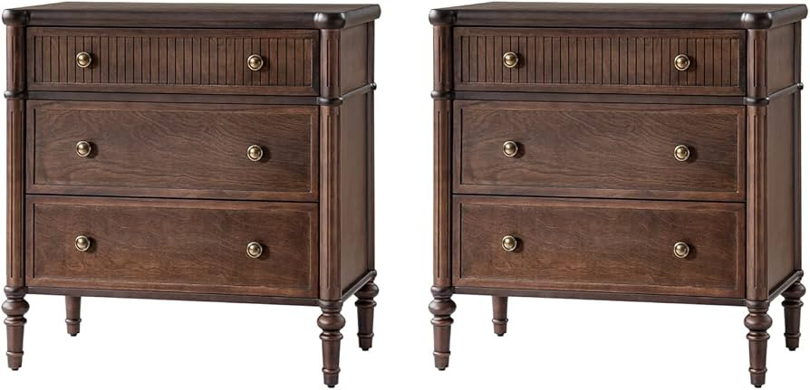 HULALA HOME Traditional End Table with Charging Station, Fluted End Tables with Wood Drawers and ... | Amazon (US)