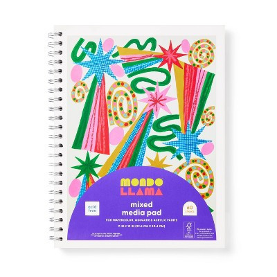 60pg Blank XL Mix Media Sketchbook 9"x12" - Mondo Llama™: Spiral Binding, Cardstock, All Ages, FSC Certified | Target