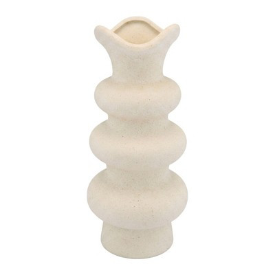 REGALWOVEN Modern Tiered Ceramic Vase for Decor, Sculptural Decorative Flower Vases for Table Centerpiece3.9"L x 3.9"W x 8.3"H Beige | Target